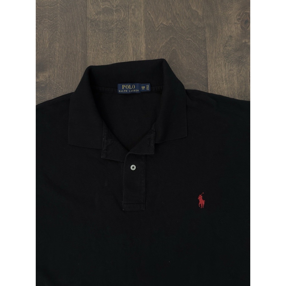 Ralph Lauren Mens Big & Tall Black Short Sleeve Polo Shirt Size 2XB Big Red Pony